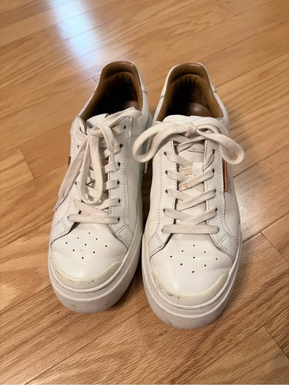 Tory Burch Cream White Leather Low-Top Sneakers
